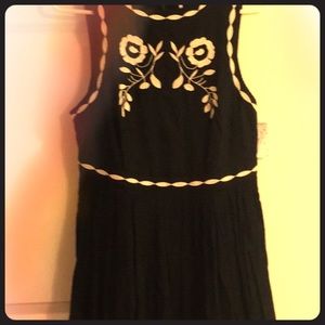 Free People Embroidered black dress